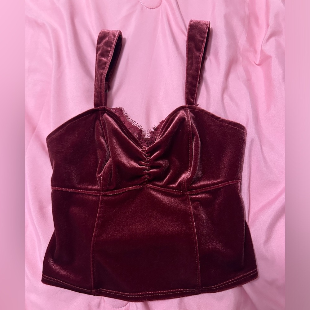 Abercrombie & Fitch Velvet Ruched Crop Top